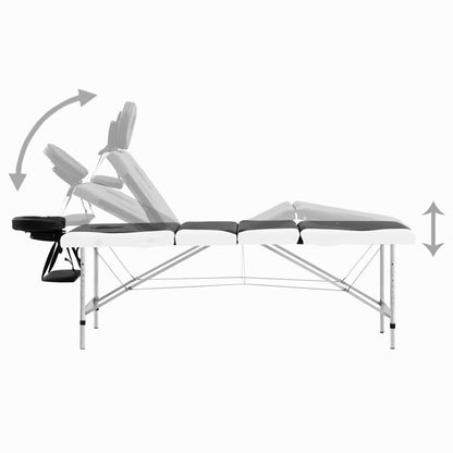 4-Zone Foldable Massage Table Aluminum Black and White