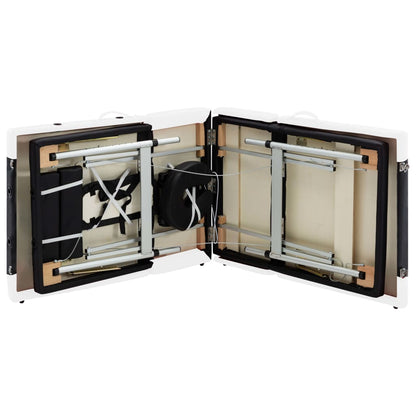 4-Zone Foldable Massage Table Aluminum Black and White