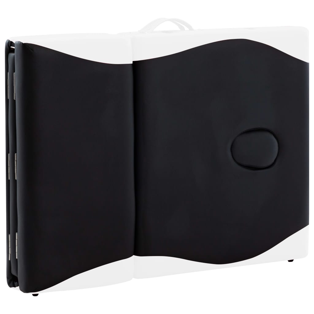 4-Zone Foldable Massage Table Aluminum Black and White