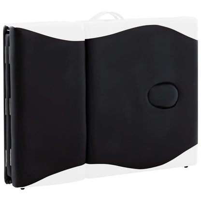 4-Zone Foldable Massage Table Aluminum Black and White