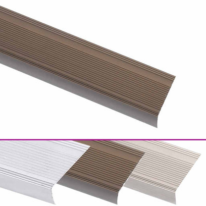 Stair Nosings in L-shape 15 pcs Aluminium 35.4 " Brown