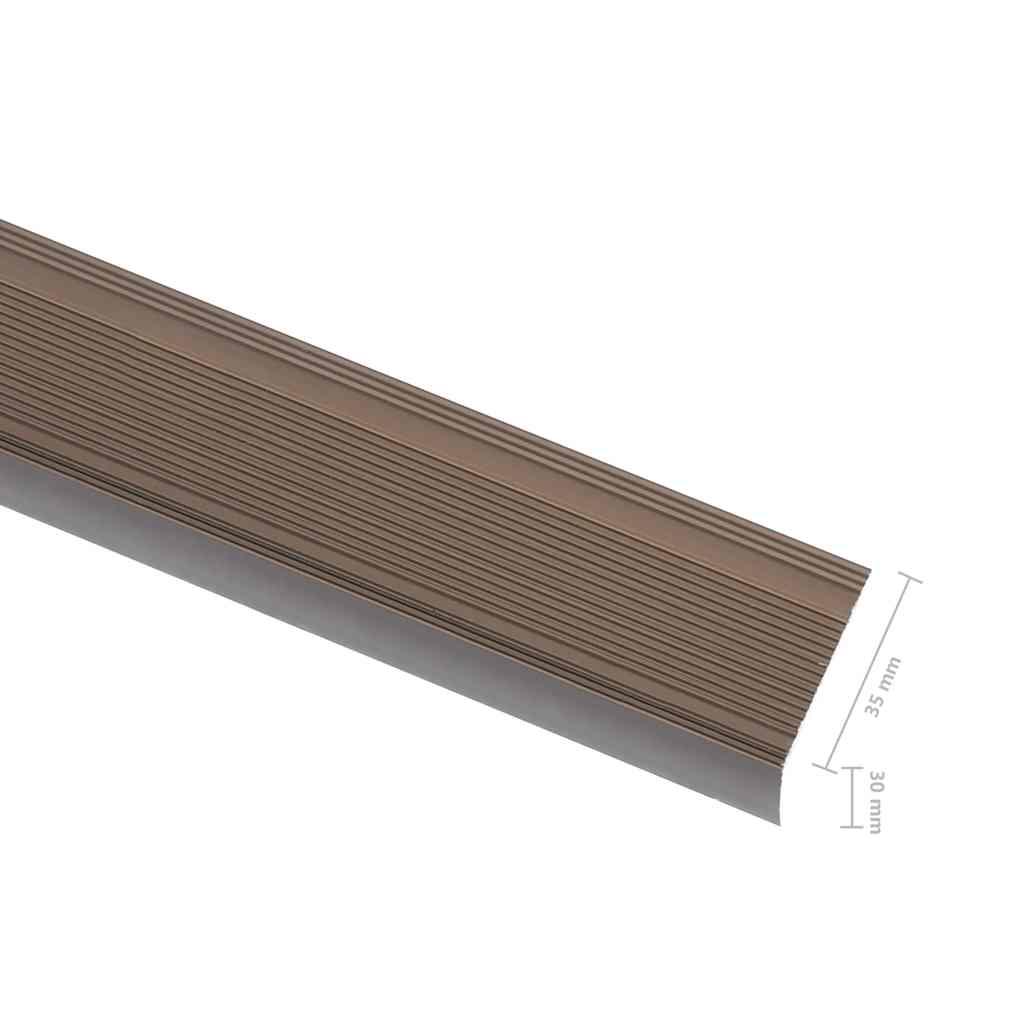 Stair Nosings in L-shape 15 pcs Aluminium 35.4 " Brown