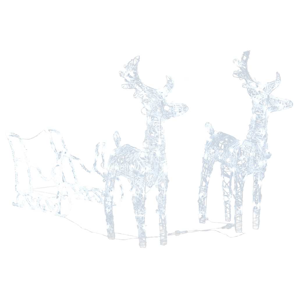 Reindeers & Sleigh Christmas Decoration 160 LEDs 51.2" Acrylic