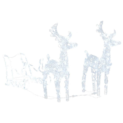 Reindeers & Sleigh Christmas Decoration 160 LEDs 51.2" Acrylic