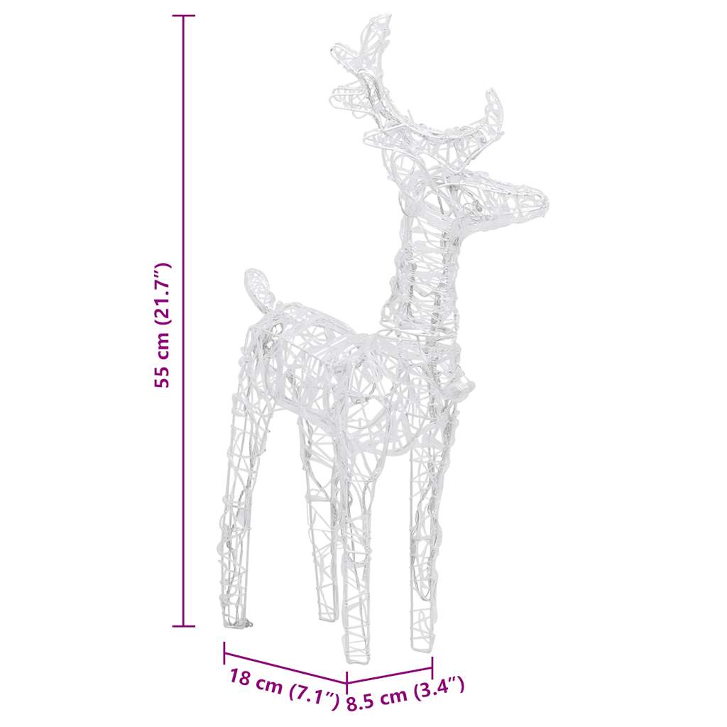 Reindeers & Sleigh Christmas Decoration 160 LEDs 51.2" Acrylic