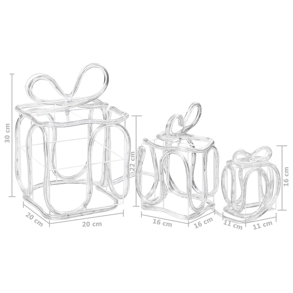 Lighted Christmas Gift Box Warm white Plastic Small, Medium, Large