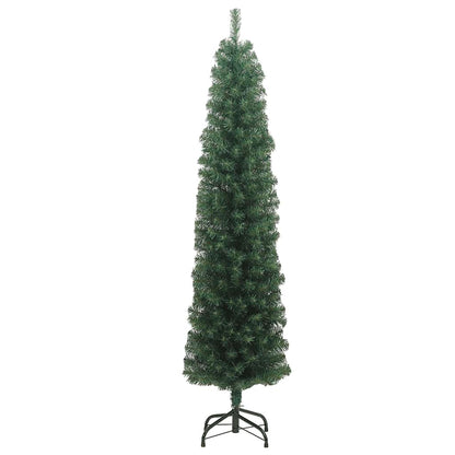 Slim Artificial Christmas Tree with Stand Green 7 ft PVC
