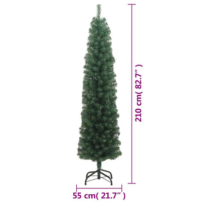 Slim Artificial Christmas Tree with Stand Green 7 ft PVC