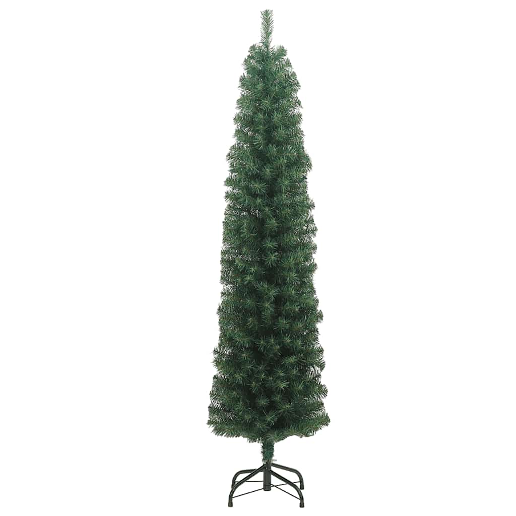 Slim Artificial Christmas Tree with Stand Green 8 ft PVC