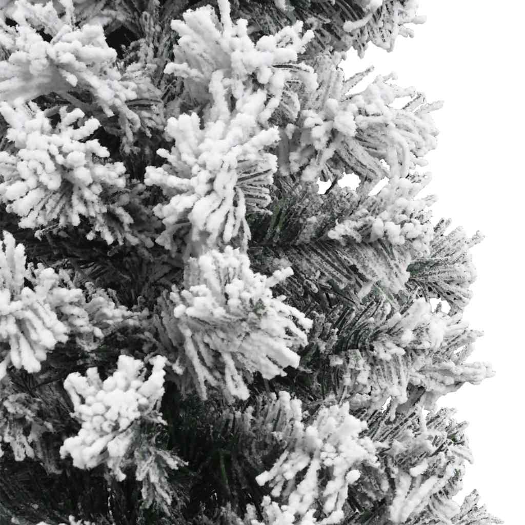 Slim Artificial Christmas Tree with Flocked Snow Green 6 ft PVC