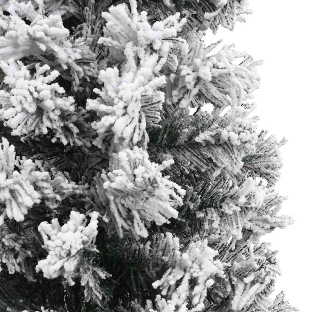Slim Artificial Christmas Tree with Flocked Snow Green 7 ft PVC