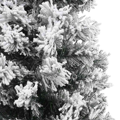 Slim Artificial Christmas Tree with Flocked Snow Green 7 ft PVC