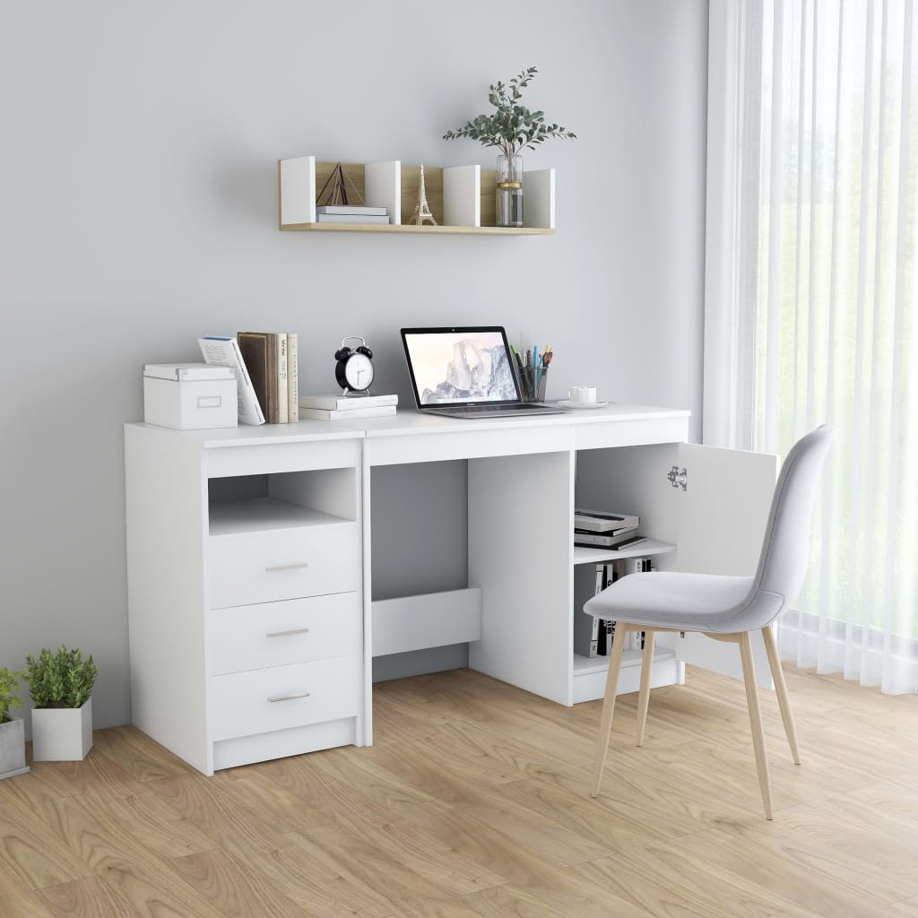 Desk White 55.1"x19.7"x29.9" Engineered Wood