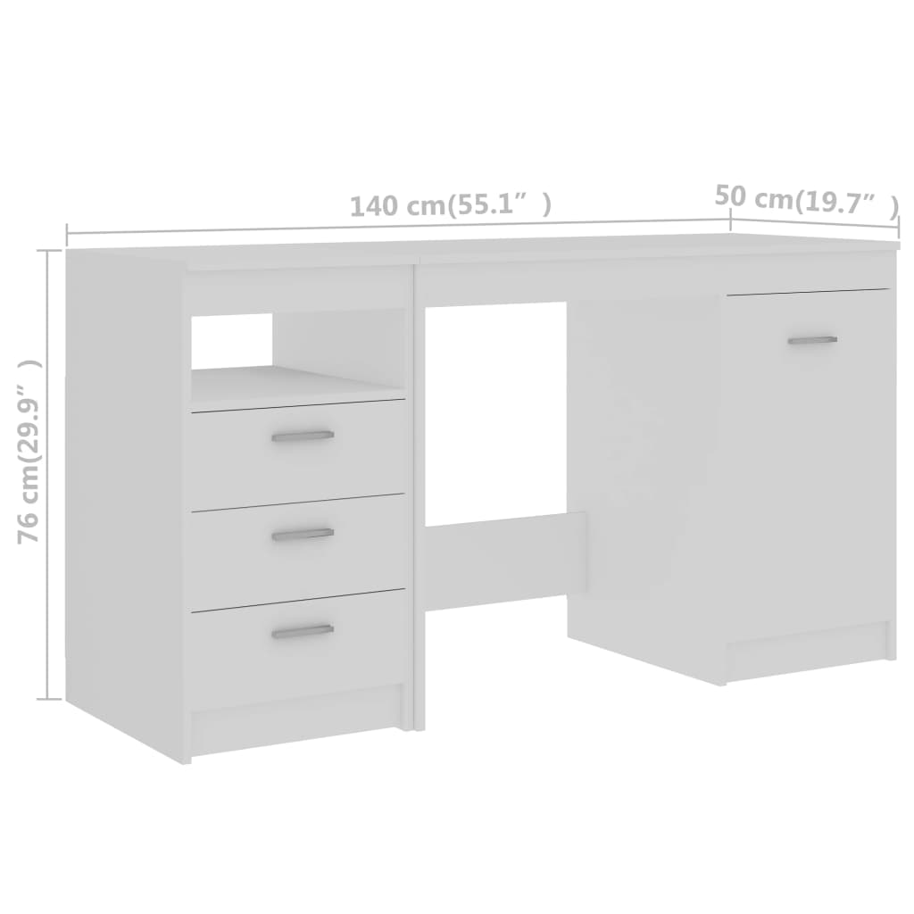 Desk White 55.1"x19.7"x29.9" Engineered Wood