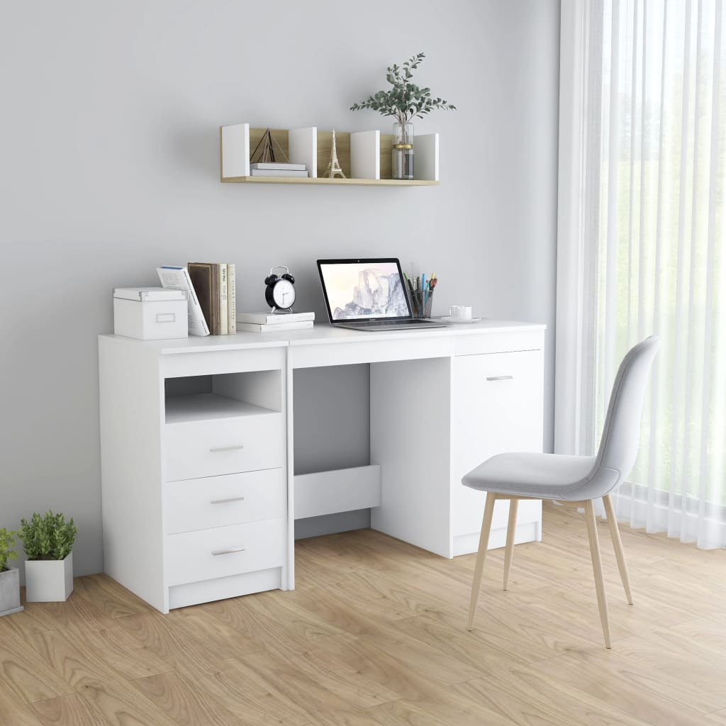 Desk White 55.1"x19.7"x29.9" Engineered Wood