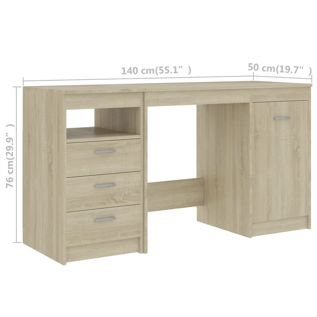 Desk Sonoma Oak 55.1"x19.7"x29.9" Engineered Wood