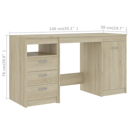 Desk Sonoma Oak 55.1"x19.7"x29.9" Engineered Wood