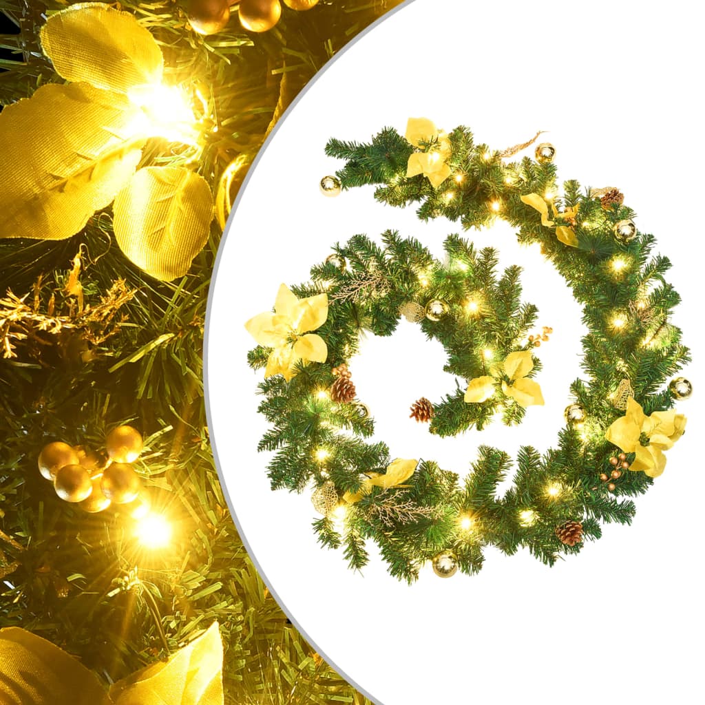 Christmas Garland with LED Lights Green 8.9' PVC