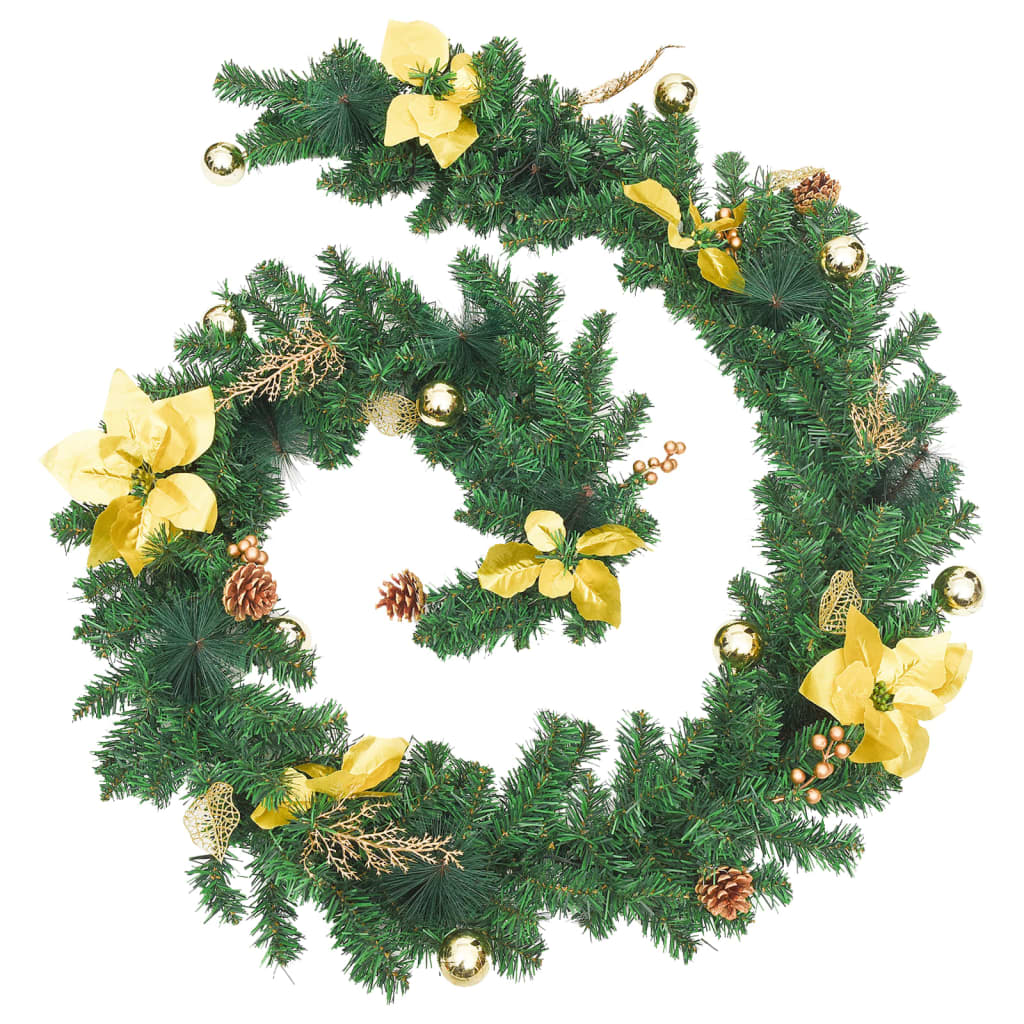 Christmas Garland with LED Lights Green 8.9' PVC