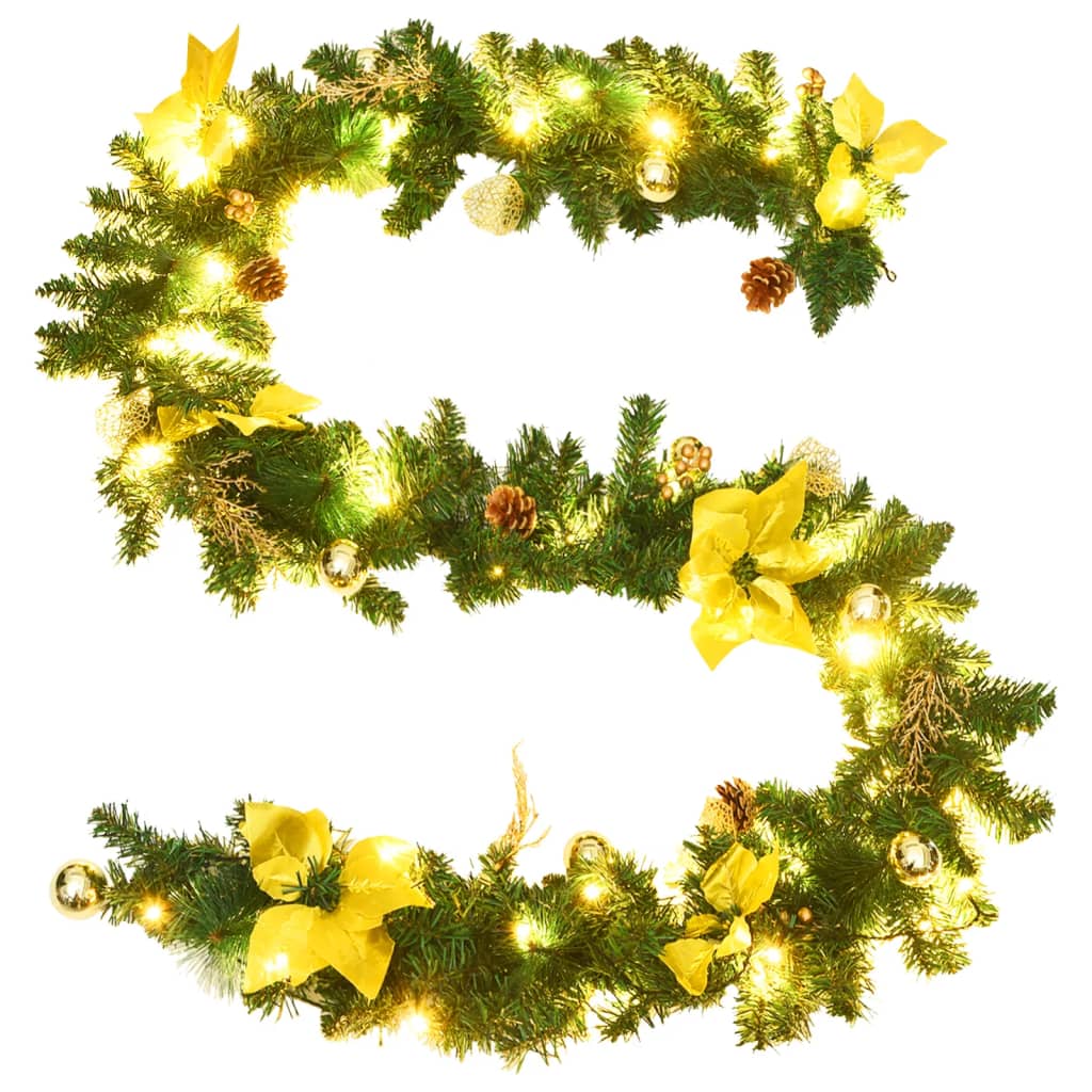 Christmas Garland with LED Lights Green 8.9' PVC