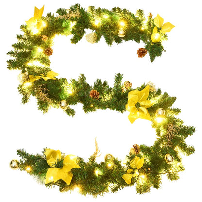 Christmas Garland with LED Lights Green 8.9' PVC