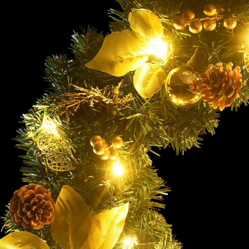 Christmas Garland with LED Lights Green 8.9' PVC
