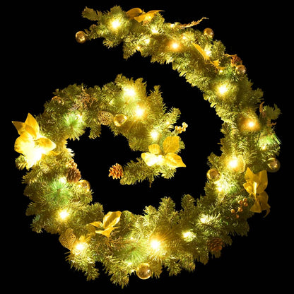 Christmas Garland with LED Lights Green 8.9' PVC