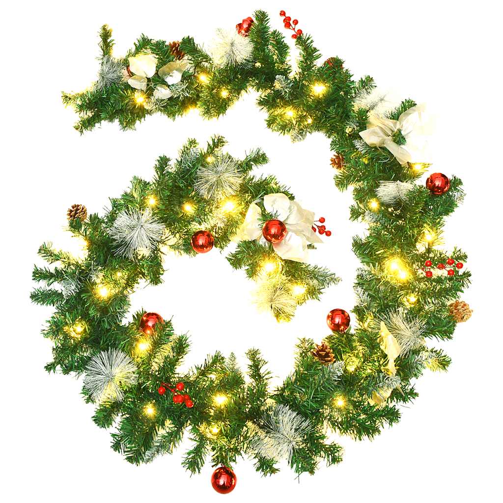 Christmas Garland with LED Lights Green 8.9' PVC