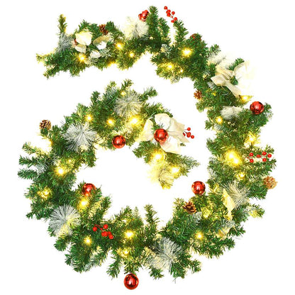 Christmas Garland with LED Lights Green 8.9' PVC
