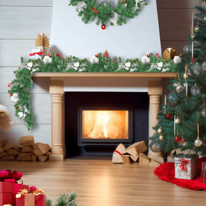 Christmas Garland with LED Lights Green 8.9' PVC
