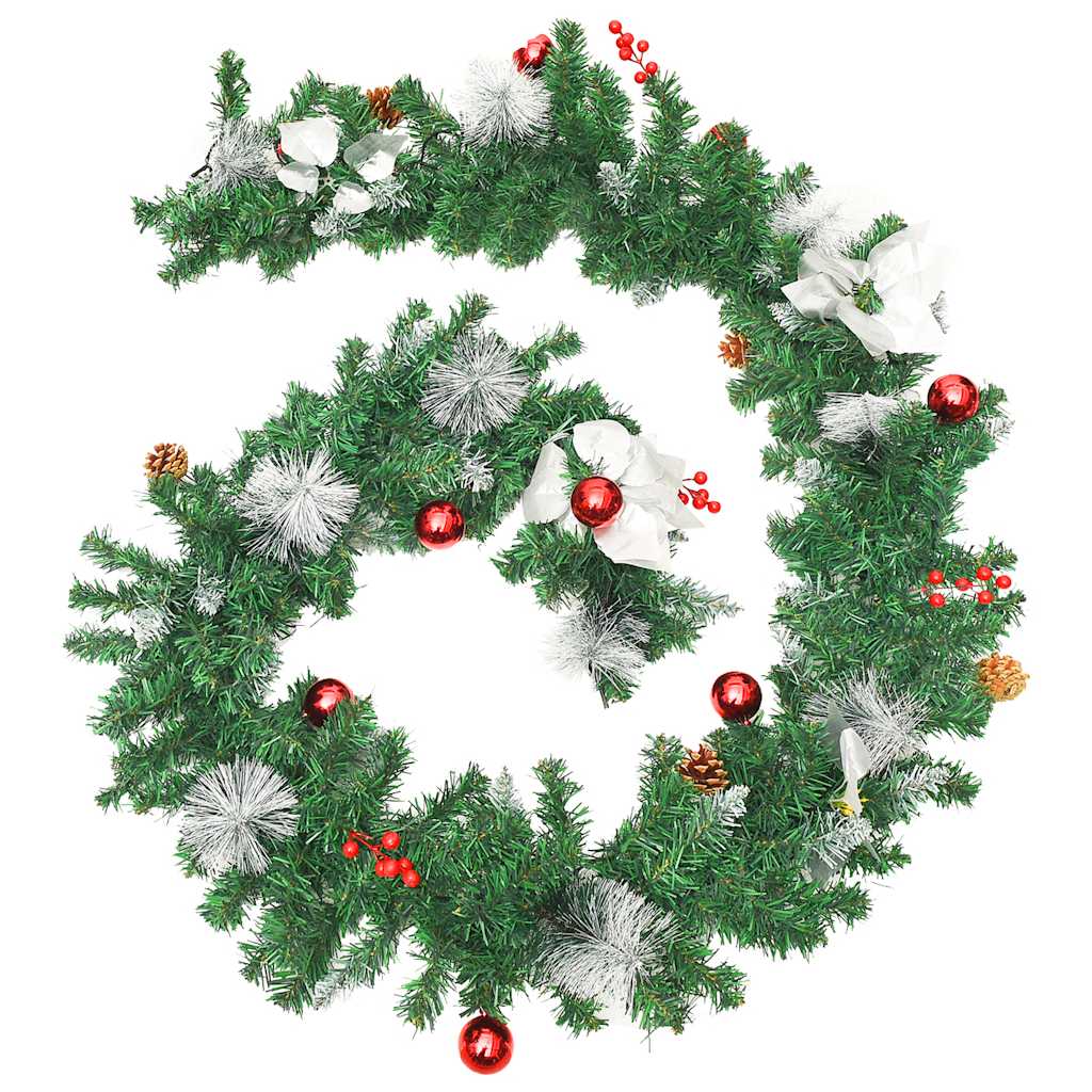 Christmas Garland with LED Lights Green 8.9' PVC