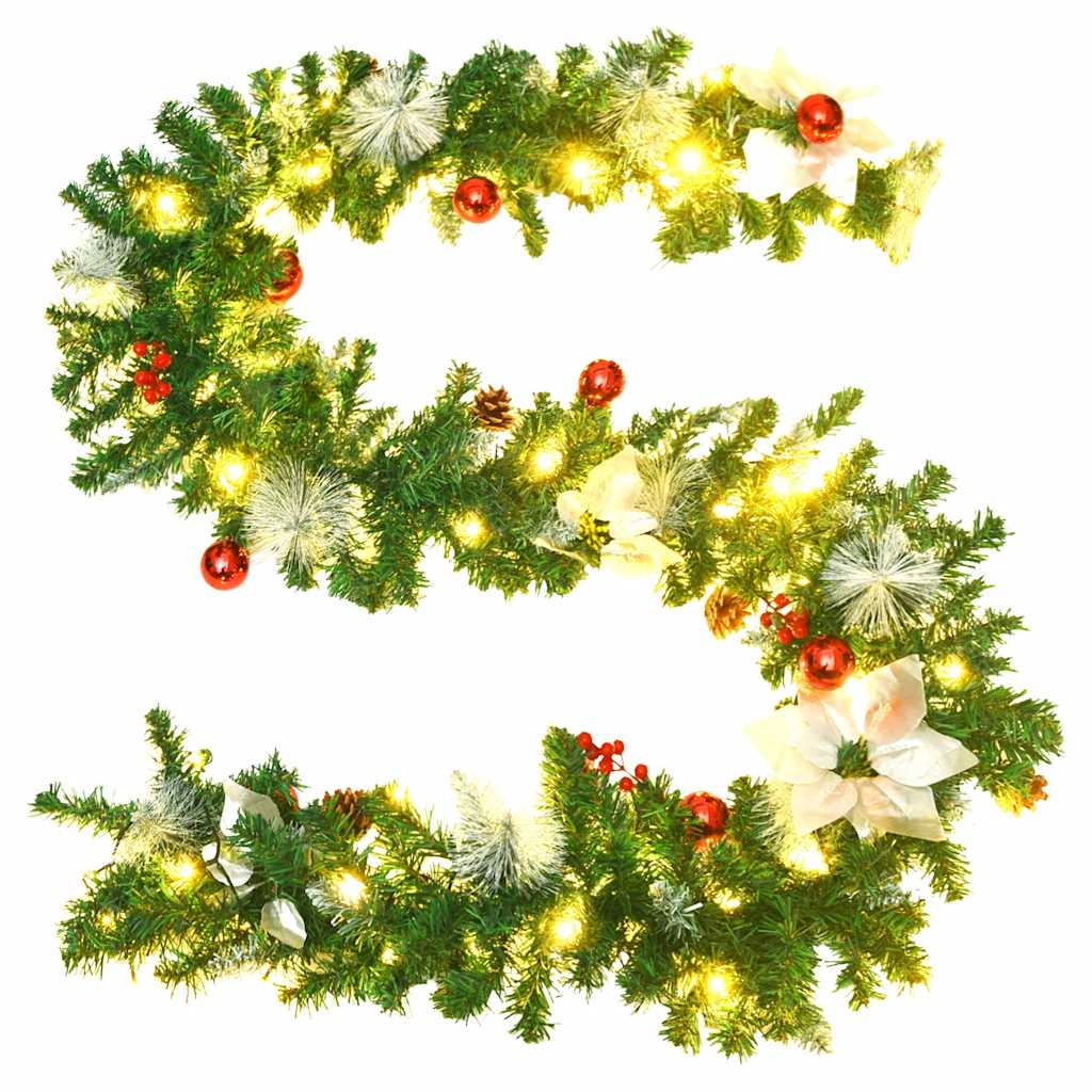 Christmas Garland with LED Lights Green 8.9' PVC