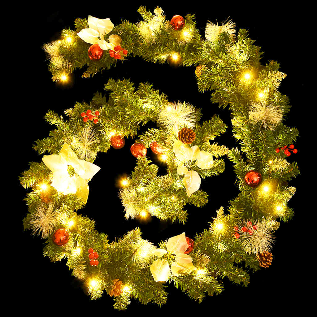 Christmas Garland with LED Lights Green 8.9' PVC