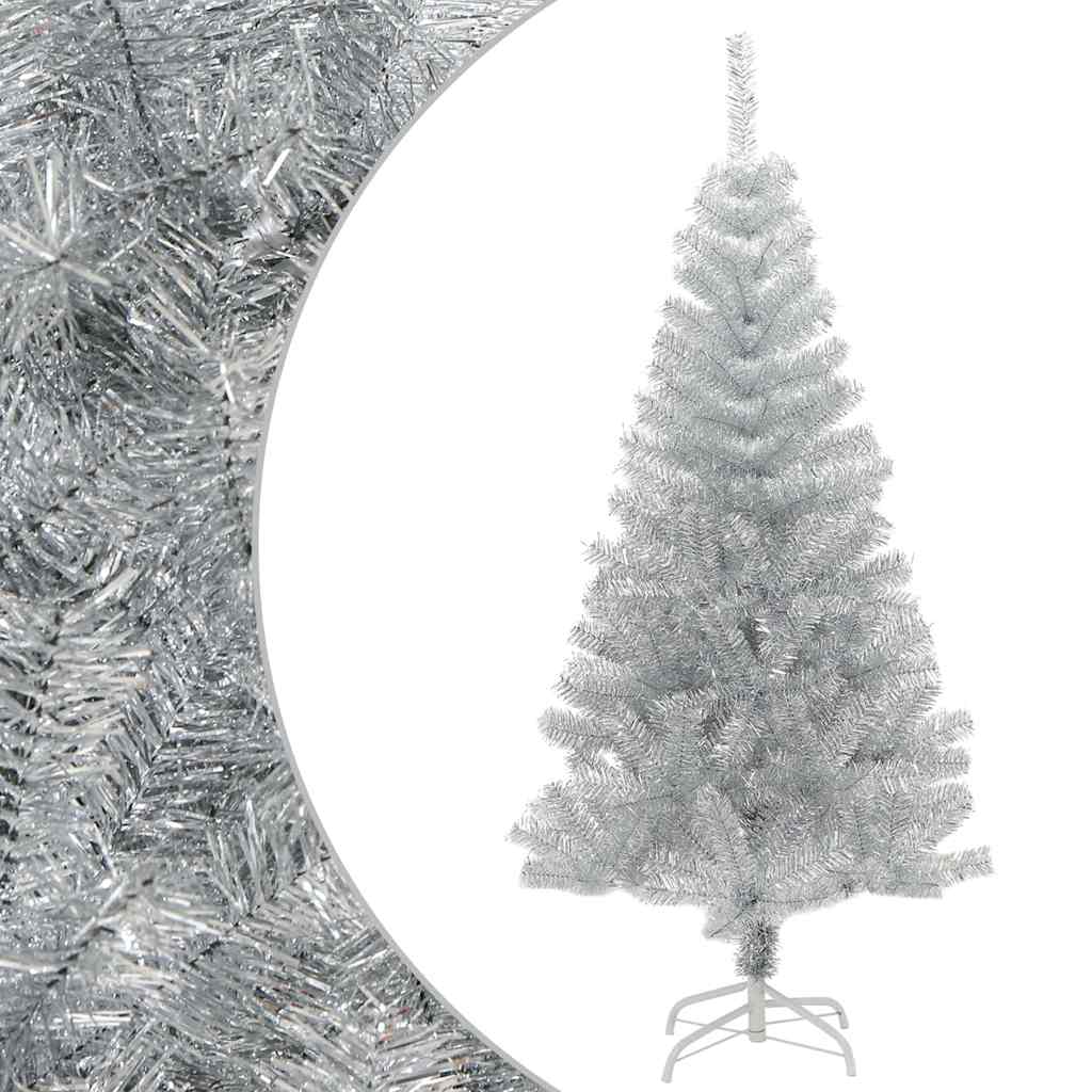 Artificial Christmas Tree with Stand Silver 5 ft PET