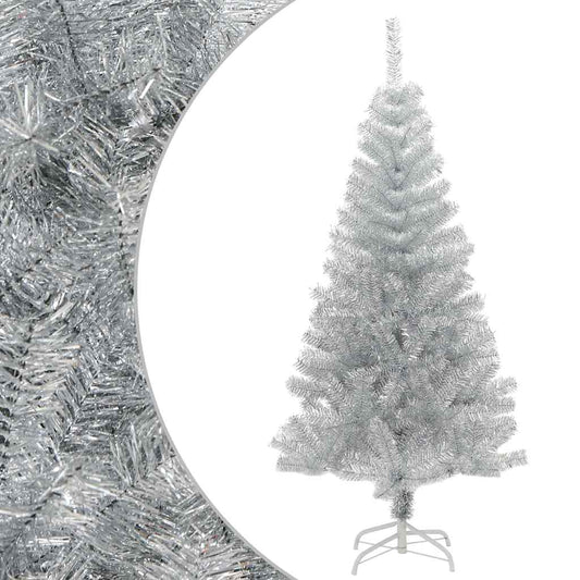 Artificial Christmas Tree with Stand Silver 5 ft PET