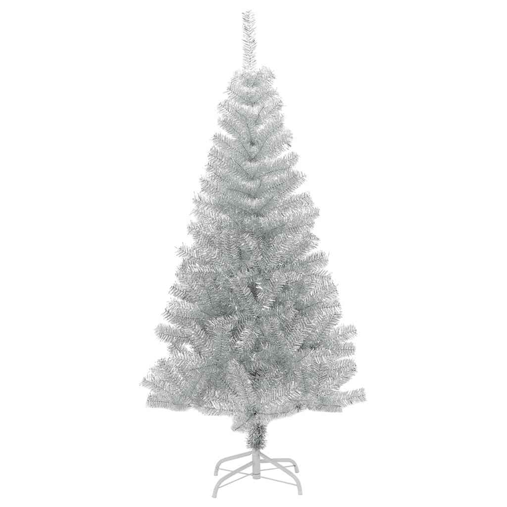 Artificial Christmas Tree with Stand Silver 5 ft PET