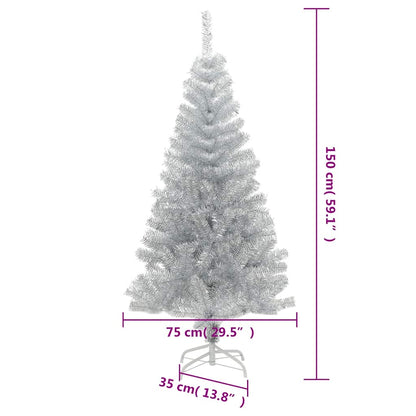Artificial Christmas Tree with Stand Silver 5 ft PET