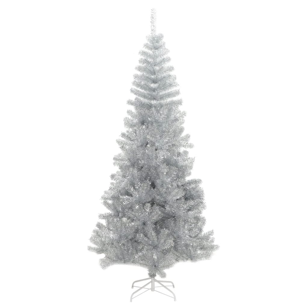 Artificial Christmas Tree with Stand Silver 6 ft PET