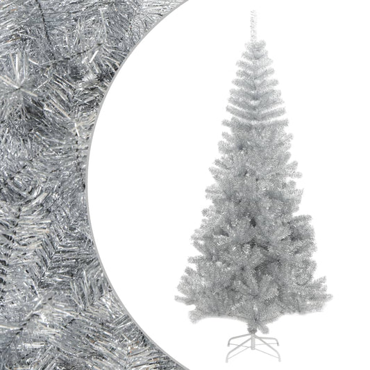 Artificial Christmas Tree with Stand Silver 7 ft PET