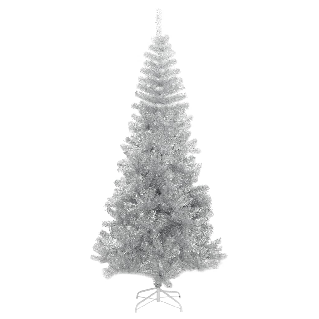 Artificial Christmas Tree with Stand Silver 7 ft PET