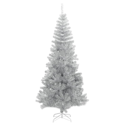 Artificial Christmas Tree with Stand Silver 7 ft PET