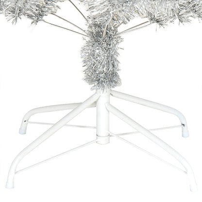 Artificial Christmas Tree with Stand Silver 7 ft PET