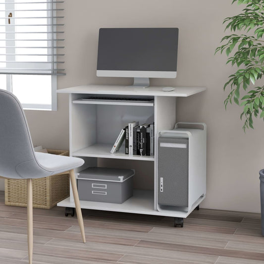 Computer Desk High gloss white Engineered wood Compact