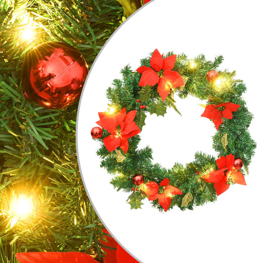 Christmas Wreath Green and Red PVC 23.6 in Decorative Inlays