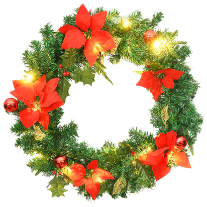 Christmas Wreath Green and Red PVC 23.6 in Decorative Inlays