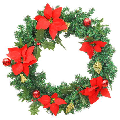 Christmas Wreath Green and Red PVC 23.6 in Decorative Inlays