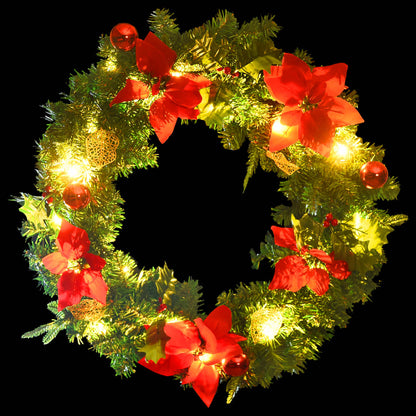 Christmas Wreath Green and Red PVC 23.6 in Decorative Inlays