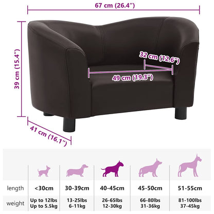 Dog Sofa Brown 26.4"x16.1"x15.4" Faux Leather