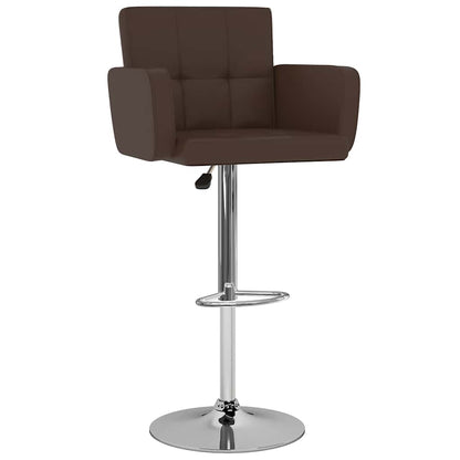 Bar Stool Set of 2 Brown Artificial leather, Steel Footrest