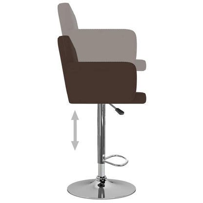 Bar Stool Set of 2 Brown Artificial leather, Steel Footrest